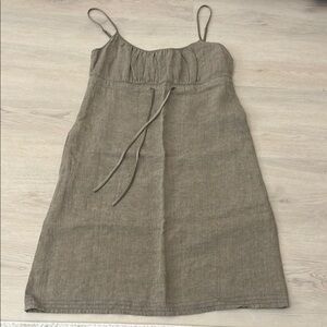 DKNY Gray Spaghetti Strap Sundress Mini 100% Linen